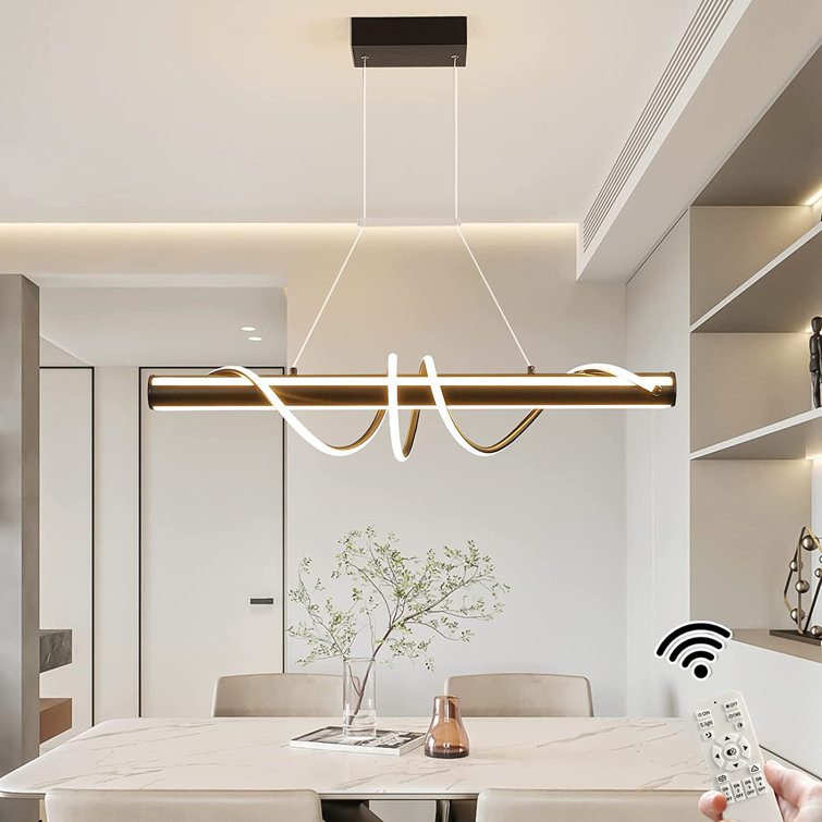 Hanging light fixture over store dining room table